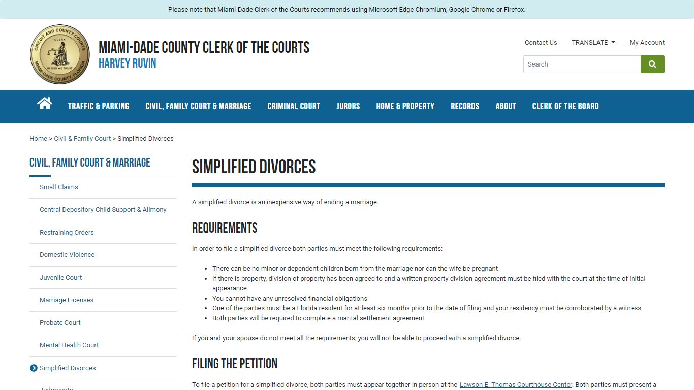 Simplified Divorces - Miami-Dade County